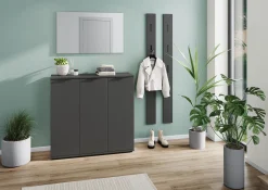 Schuhschrank Willian | 113 x 37 x 108 cm | Anthrazit-farbig