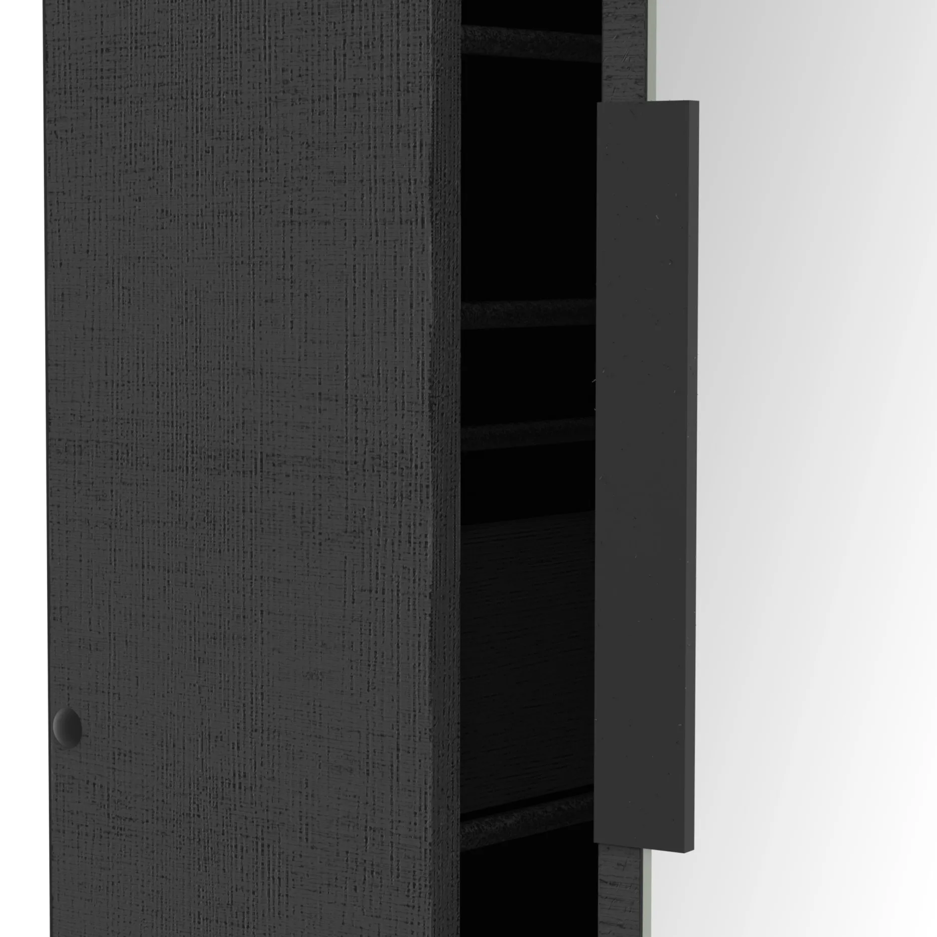 Schuhschrank Zayah - 50x20x180,50 cm - mit Spiegel - schwarz