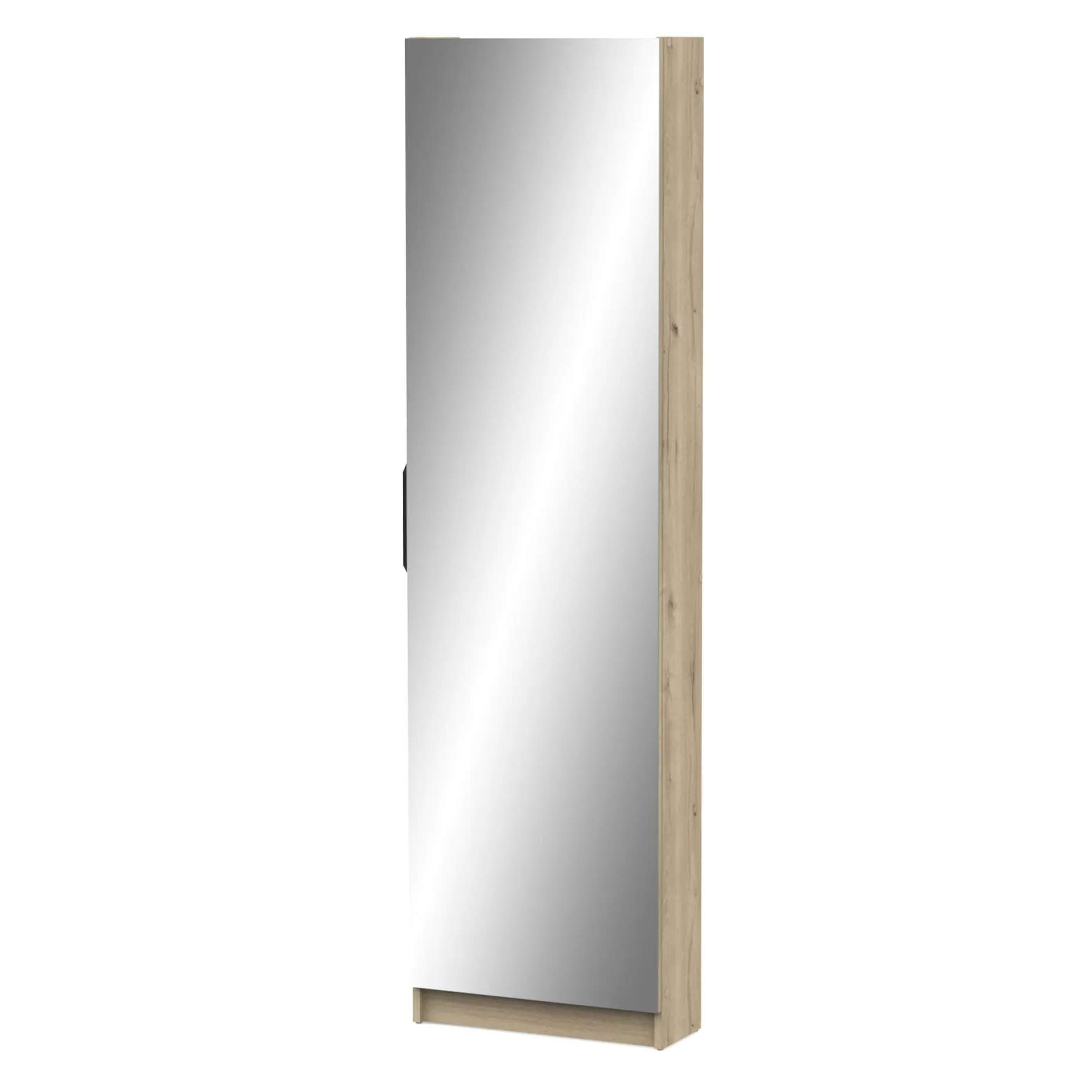 Schuhschrank Zayah - 50x20x180,50 cm - mit Spiegel - Eiche Dekor