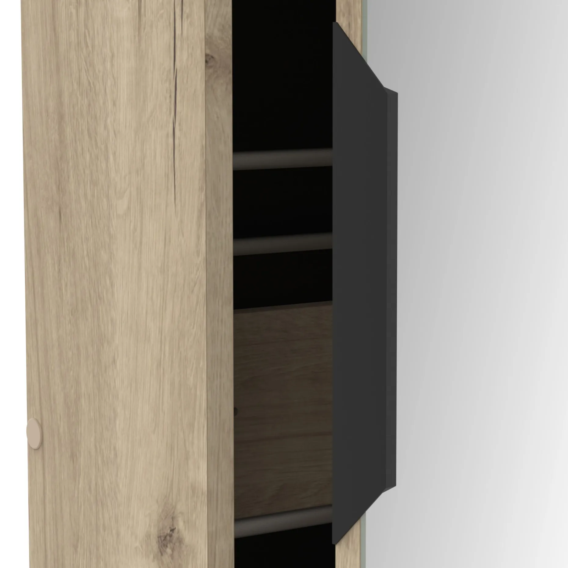 Schuhschrank Zayah - 50x20x180,50 cm - mit Spiegel - Eiche Dekor