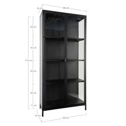 Schwarzer Brisbane Vitrinenschrank mit Glastüren