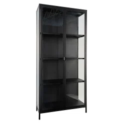 Schwarzer Brisbane Vitrinenschrank mit Glastüren