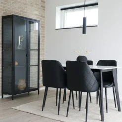 Schwarzer Brisbane Vitrinenschrank mit Glastüren