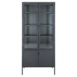 Schwarzer Brisbane Vitrinenschrank - 4 Türen