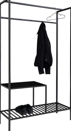 Schwarzer Vita Kleiderschrank: 2 Regale, Stahl und Melamin