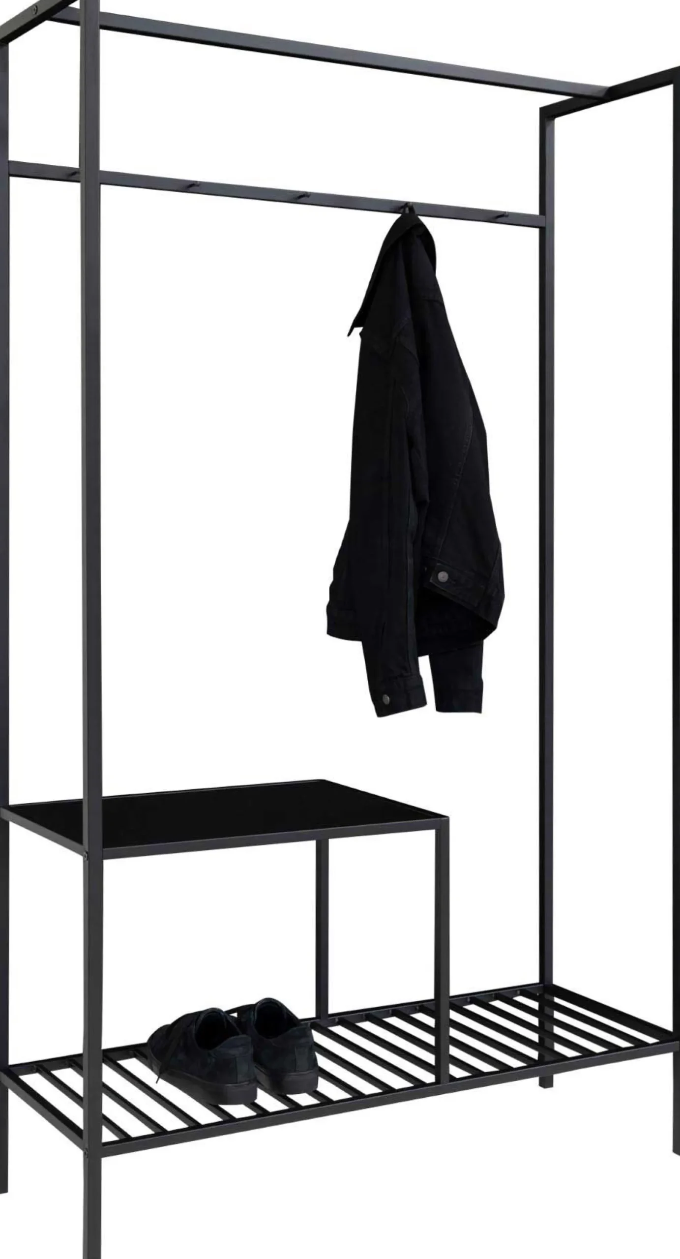 Schwarzer Vita Kleiderschrank: 2 Regale, Stahl und Melamin