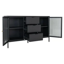Schwarzes Dalby Sideboard mit Glastüren und Schubladen