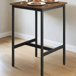 Vasagle Schwerlast-Stahlrahmen Quadratischer Frühstücksbar-Tisch, 60x60x90cm
