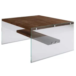 Emob S1 Couchtisch | GEHÄRTETES GLAS | Walnuss