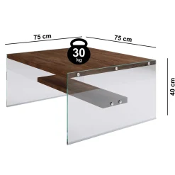 Emob S1 Couchtisch | GEHÄRTETES GLAS | Walnuss