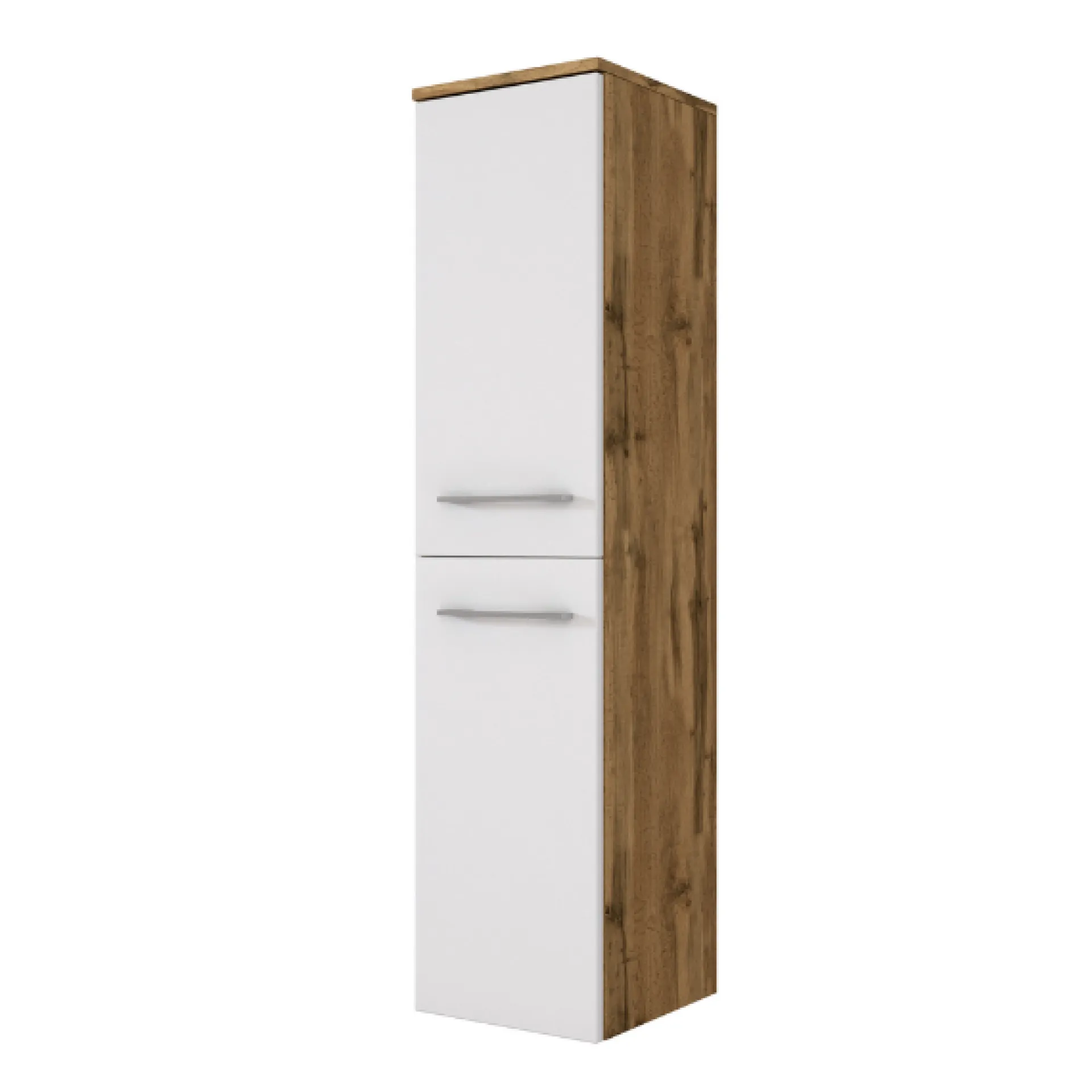 Held SefaBadezimmer : Spiegelschrank, Waschbeckenschrank, 2x Säulenschrank, Regal - Eiche/Weiß
