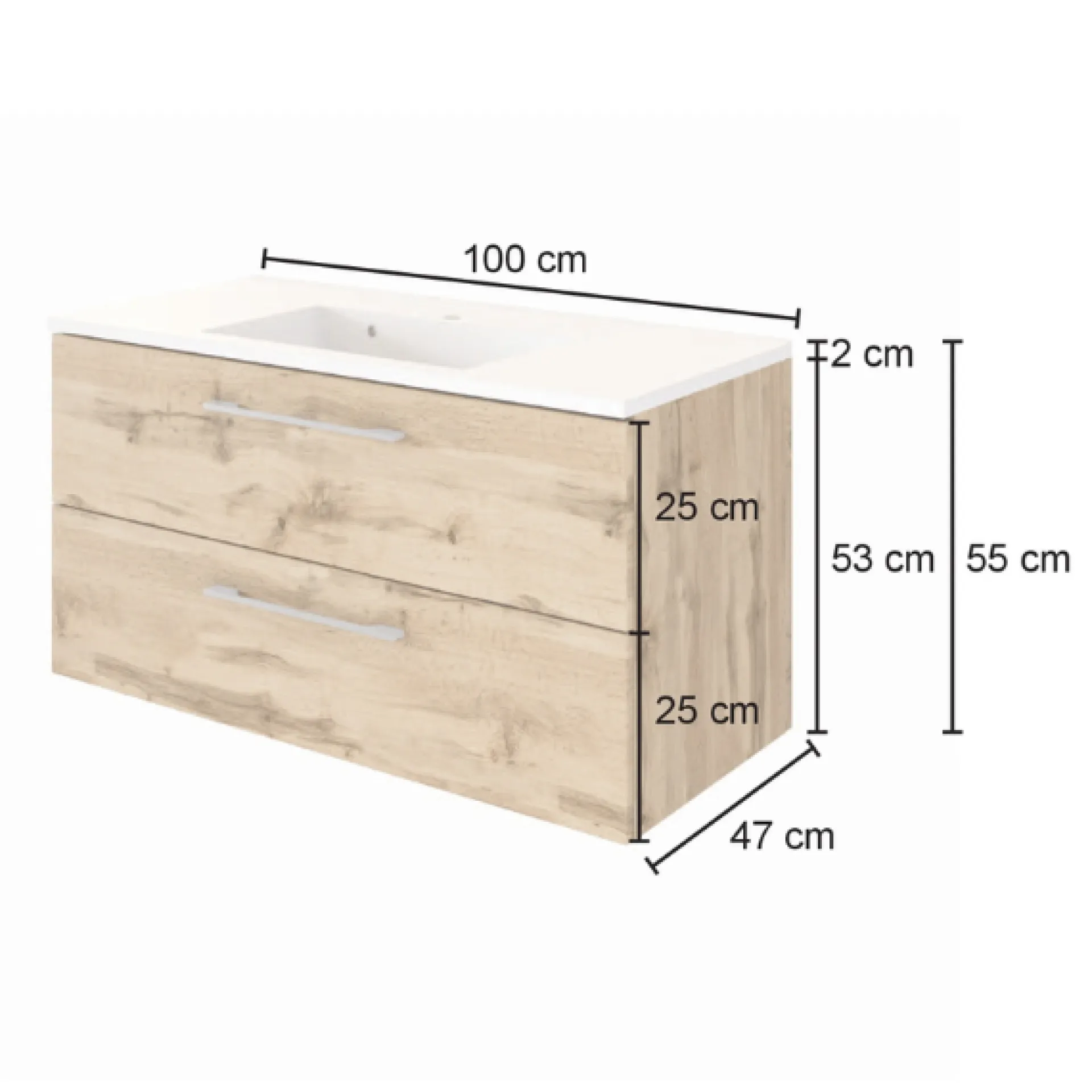 Held SefaBadezimmer : Spiegelschrank, Waschbeckenschrank, 2x Säulenschrank, Regal - Eiche/Weiß