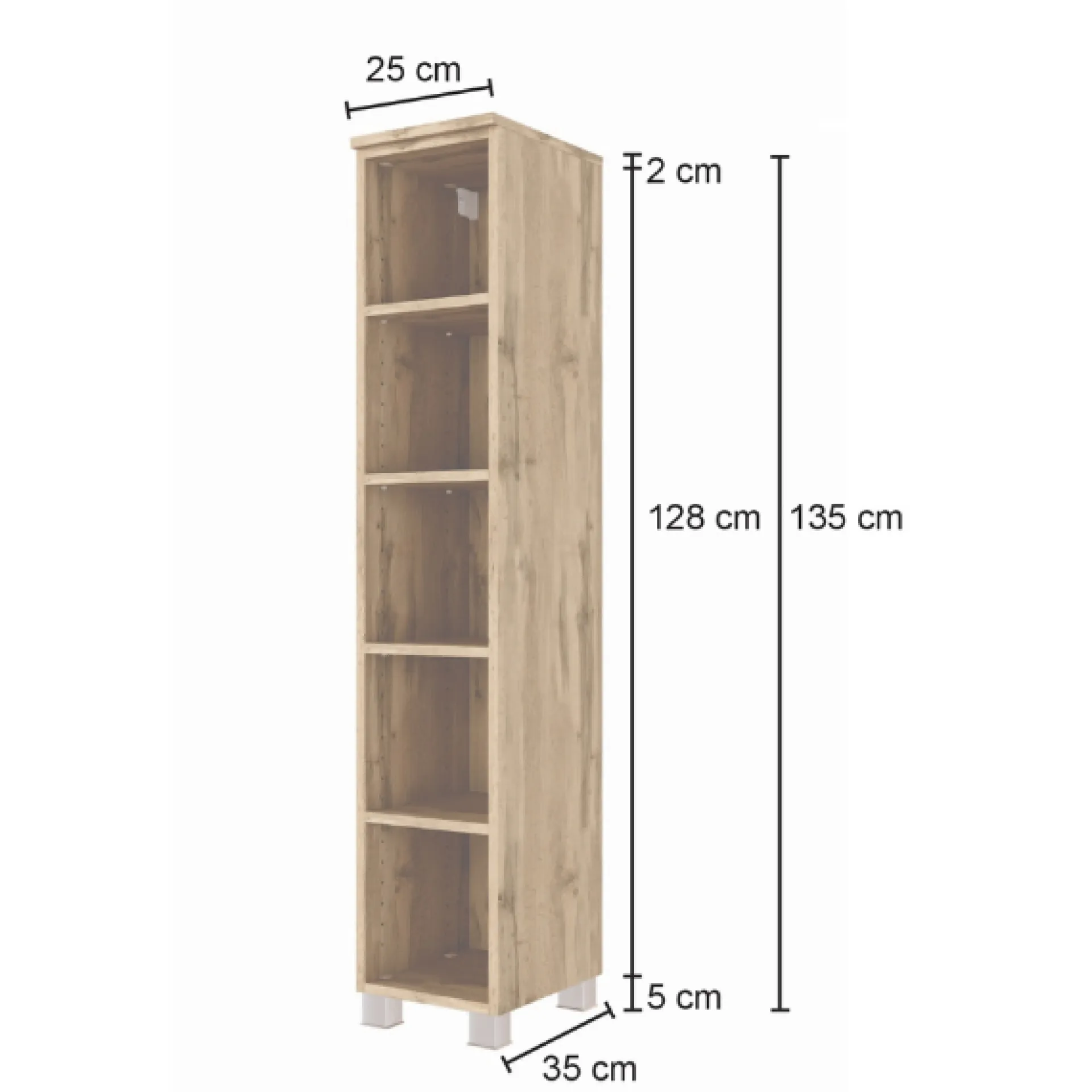 Held SefaBadezimmer : Spiegelschrank, Waschbeckenschrank, 2x Säulenschrank, Regal - Eiche/Weiß