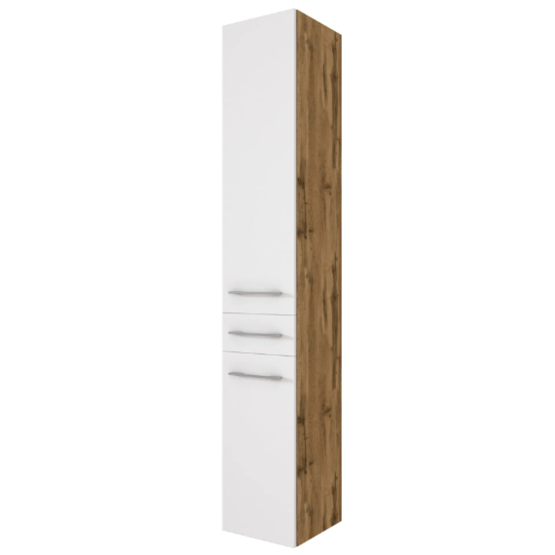 Held SefaBadezimmer : Spiegelschrank, Waschbeckenschrank, 2x Säulenschrank, Regal - Eiche/Weiß