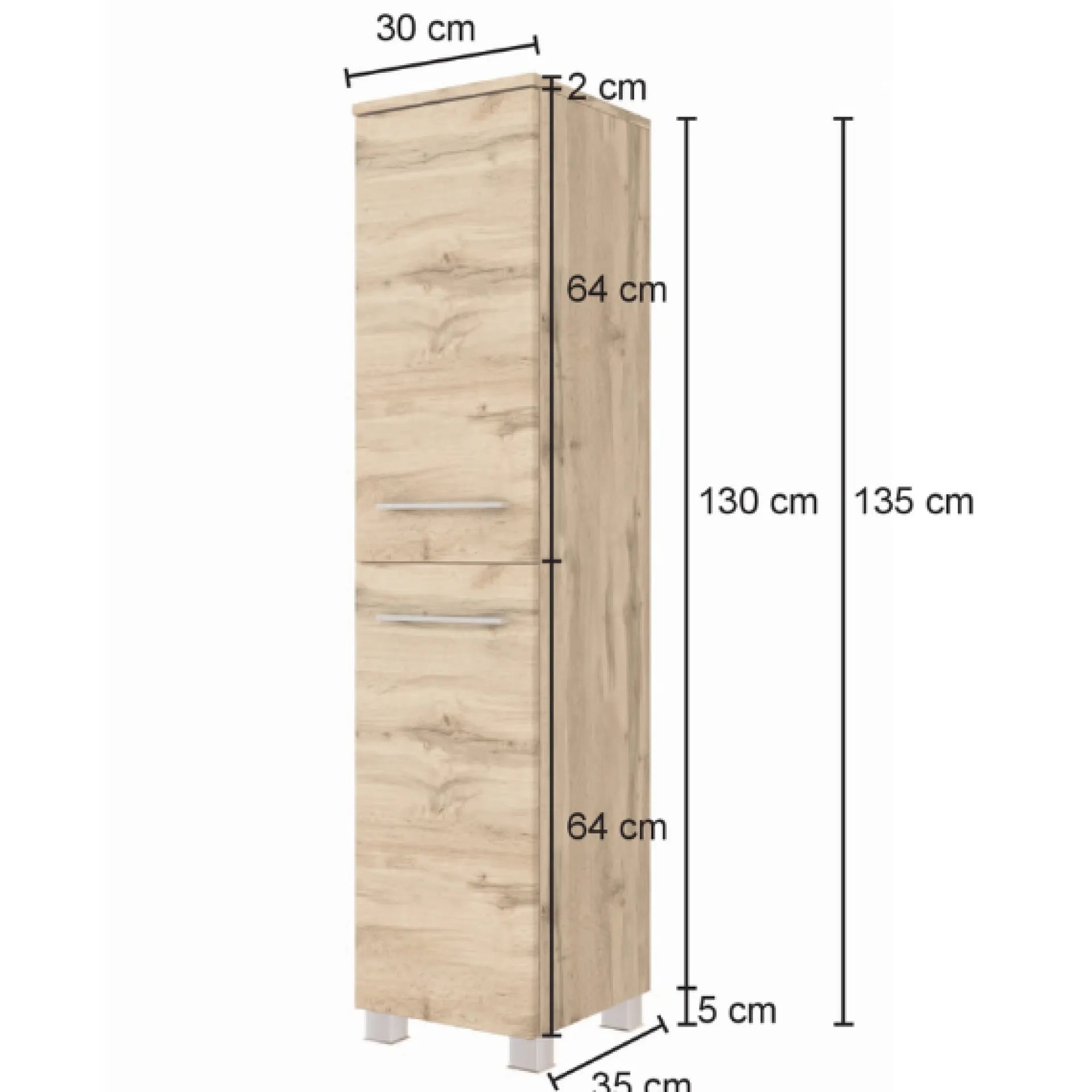 Held SefaBadezimmer : Spiegelschrank, Waschbeckenschrank, Säulenschrank, Ablageschrank - Eiche/Weiß