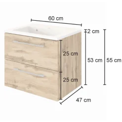 Held SefaBadezimmer : Spiegelschrank, Waschbeckenschrank, Säulenschrank, Ablageschrank - Eiche/Weiß
