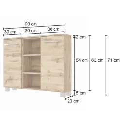 Held SefaBadezimmer : Spiegelschrank, Waschbeckenunterschrank, Regal, Ablageschrank - Eiche/Weiß