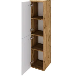 Held SefaBadezimmer : Spiegelschrank, Waschtischschrank, Säulenschrank - Eiche/Weiß