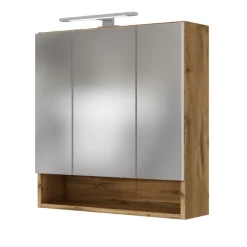 Held SefaBadezimmer : Spiegelschrank, Waschtischschrank, Säulenschrank - Eiche/Weiß