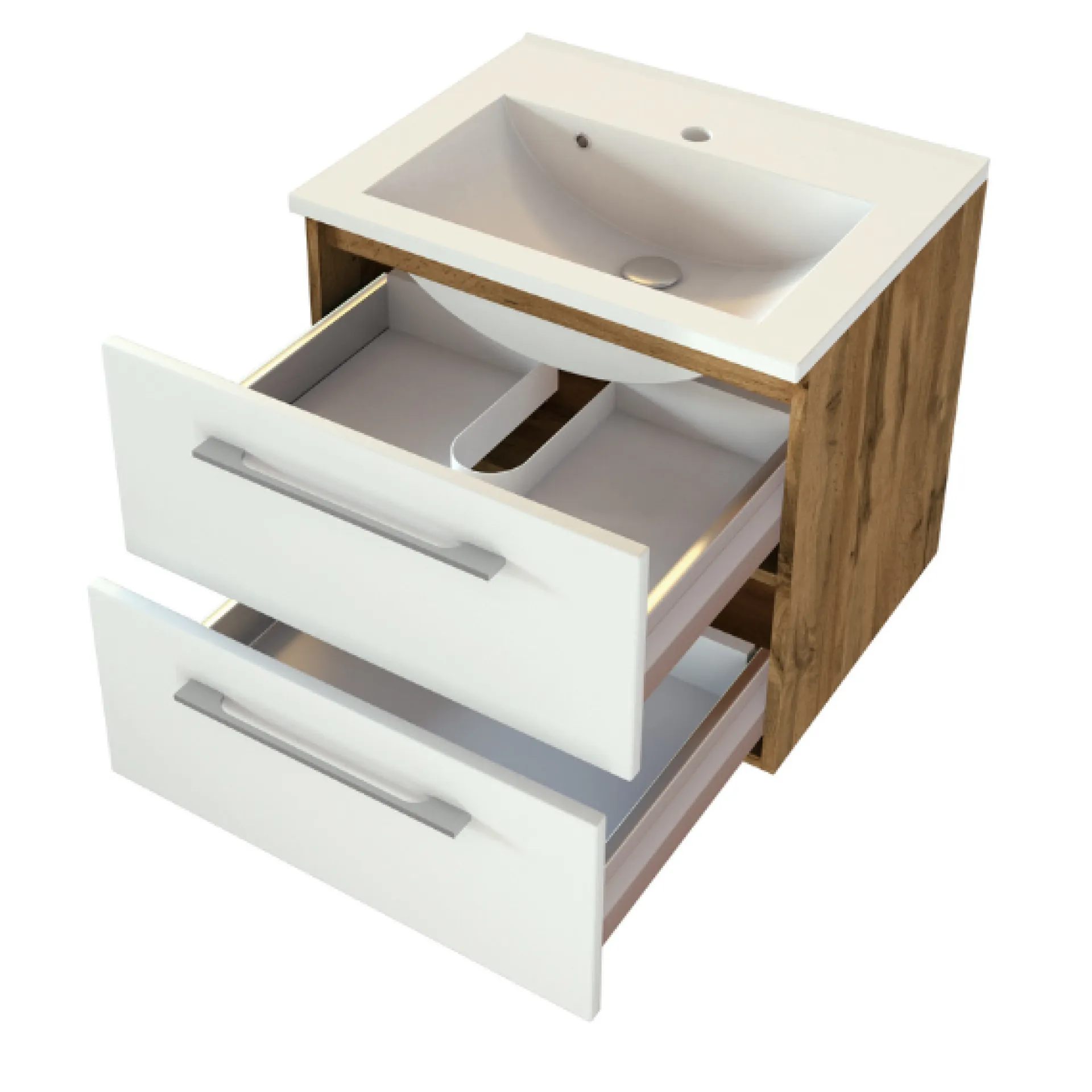 Held SefaBadezimmer : Spiegelschrank, Waschtischschrank, Säulenschrank, Regal - Eiche/Weiß