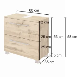 Held SefaBadezimmer : Wandschrank, Spiegelschrank, Waschbeckenunterschrank, Regal - Eiche