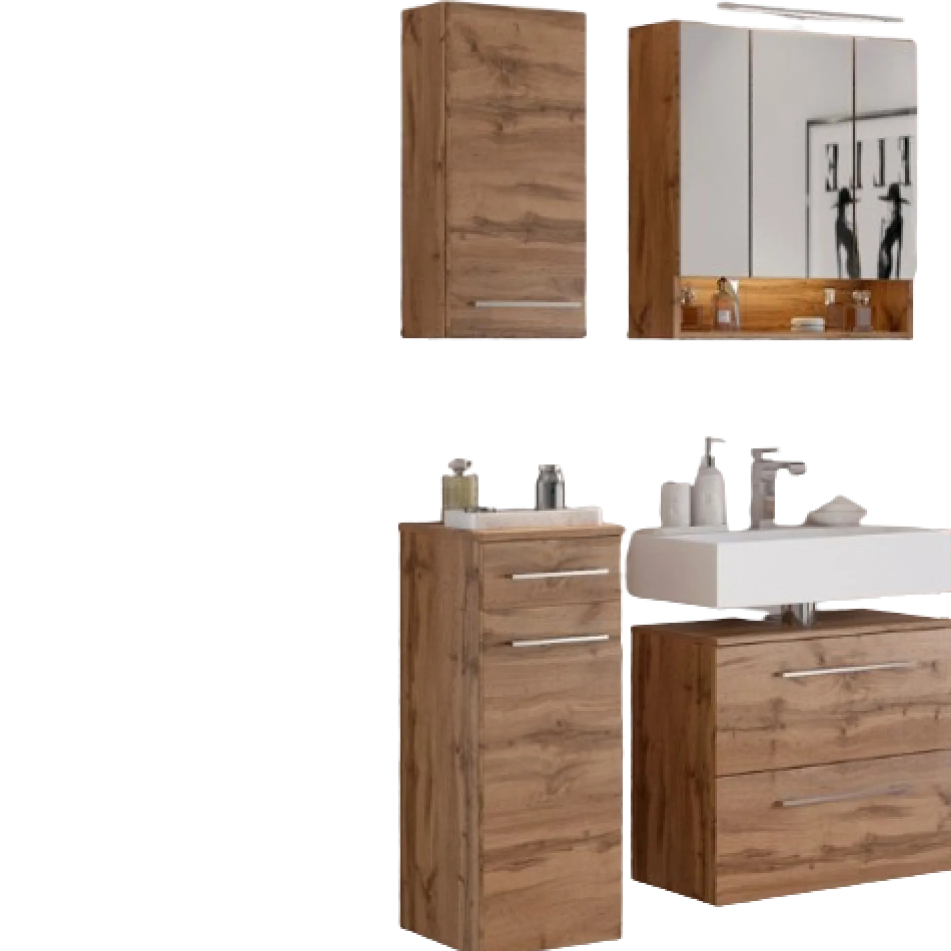Held SefaBadezimmer : Wandschrank, Spiegelschrank, Waschtischunterschrank - Eiche