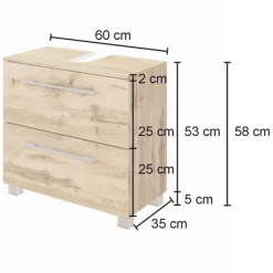 Held SefaBadezimmer : Wandschrank, Spiegelschrank, Waschtischunterschrank - Eiche