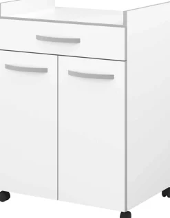 Seitenschrank mit Rollen Smoothy Weiß