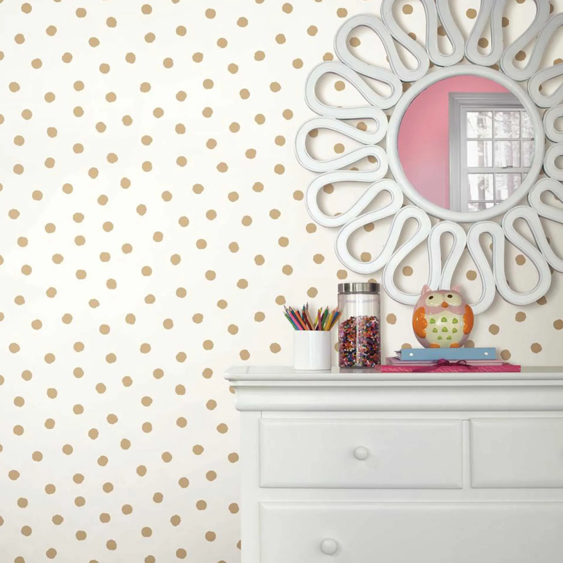RoomMates Selbstklebende Tapete Gold Dot