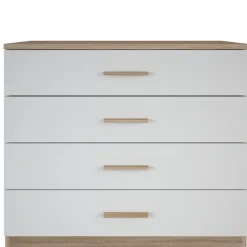Seliena Kommode mit 4 Schubladen - Eiche gebürstet/Mattweiß