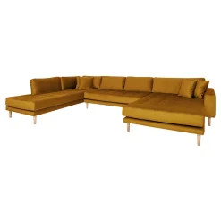 House Nordic Senfes Lido U-Sofa Open End mit Naturholzbeinen