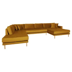House Nordic Senfes Lido U-Sofa Open End mit Naturholzbeinen