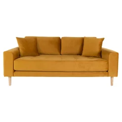 House Nordic Senfes Samtsofa mit Holzbeinen