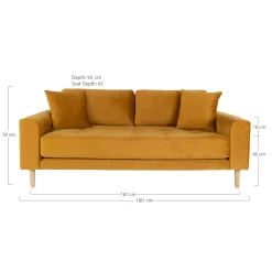 House Nordic Senfes Samtsofa mit Holzbeinen