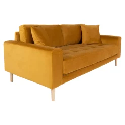 House Nordic Senfes Samtsofa mit Holzbeinen
