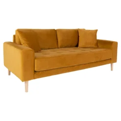 House Nordic Senfes Samtsofa mit Holzbeinen