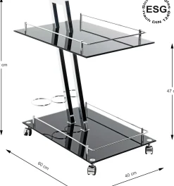 Haku Servierwagen Sam - 60x40x72 cm - Sicherheitsglas/