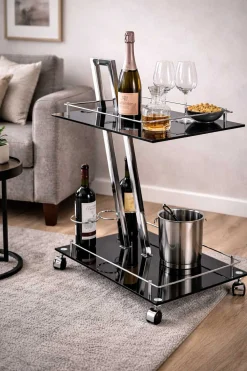 Haku Servierwagen Sam - 60x40x72 cm - Sicherheitsglas/