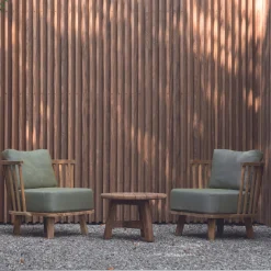 Gescova Sessel Fez Outdoor - Teakholz mit grünem Sunbrella-Kissen - 81x75x75 cm