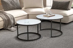 Rousseau Set mit 3 Beistelltischen Jenna - alte Eiche
