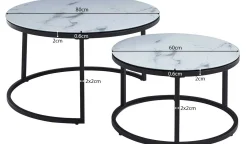 Rousseau Set mit 3 Beistelltischen Jenna - alte Eiche