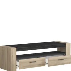 Shane TV-Schrank 2 Schubladen und 1 offenes Fach-Kronberg Eiche/Sidewalk schwarz