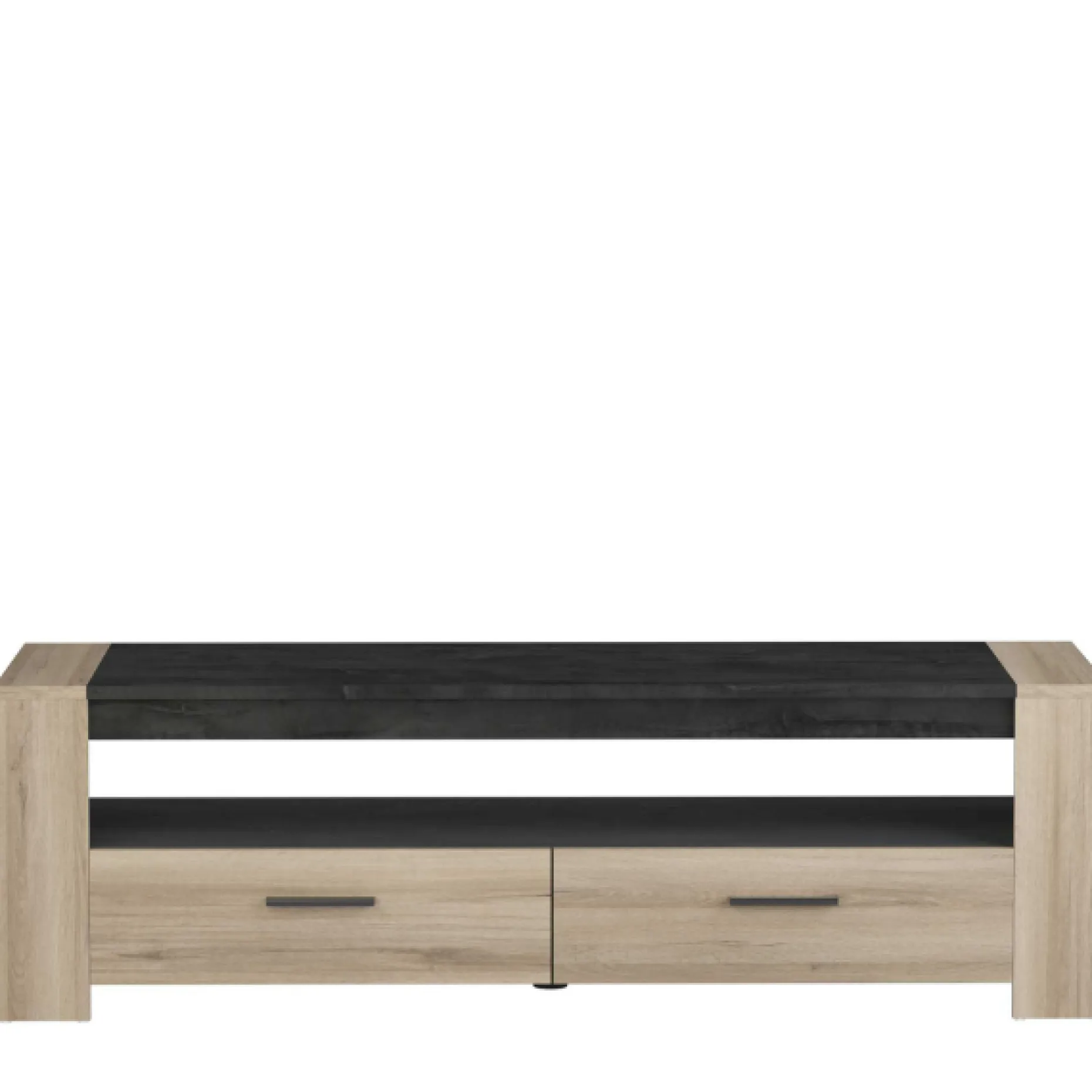 Shane TV-Schrank 2 Schubladen und 1 offenes Fach-Kronberg Eiche/Sidewalk schwarz