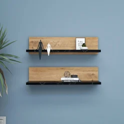 Shelf Wandregal | 100 % MELAMIN | Atlantische Kiefer, Schwarz