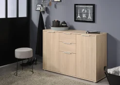 Sideboard Axel 120cm 3 Türen 2 Schubladen - Eiche