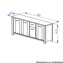 Sideboard Basalte | 220 x 50 x 88 cm | Viking Oak Design