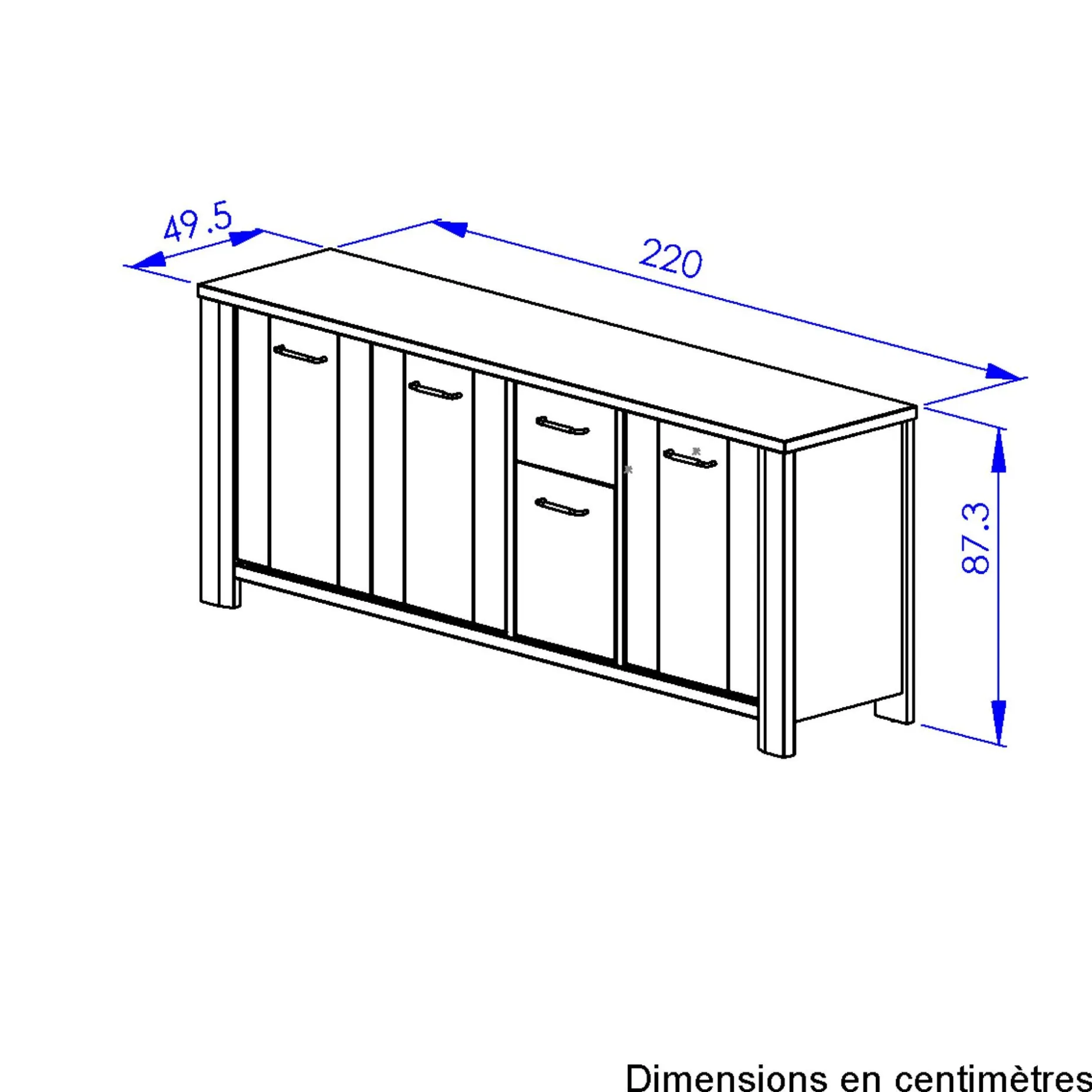 Sideboard Basalte | 220 x 50 x 88 cm | Viking Oak Design