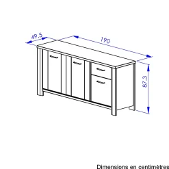 Sideboard Basalte | 190 x 50 x 88 cm | Viking Oak Design