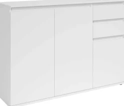 Sideboard Brest - 119x35x84cm - 3 Türen und 2 Schubladen - weiß
