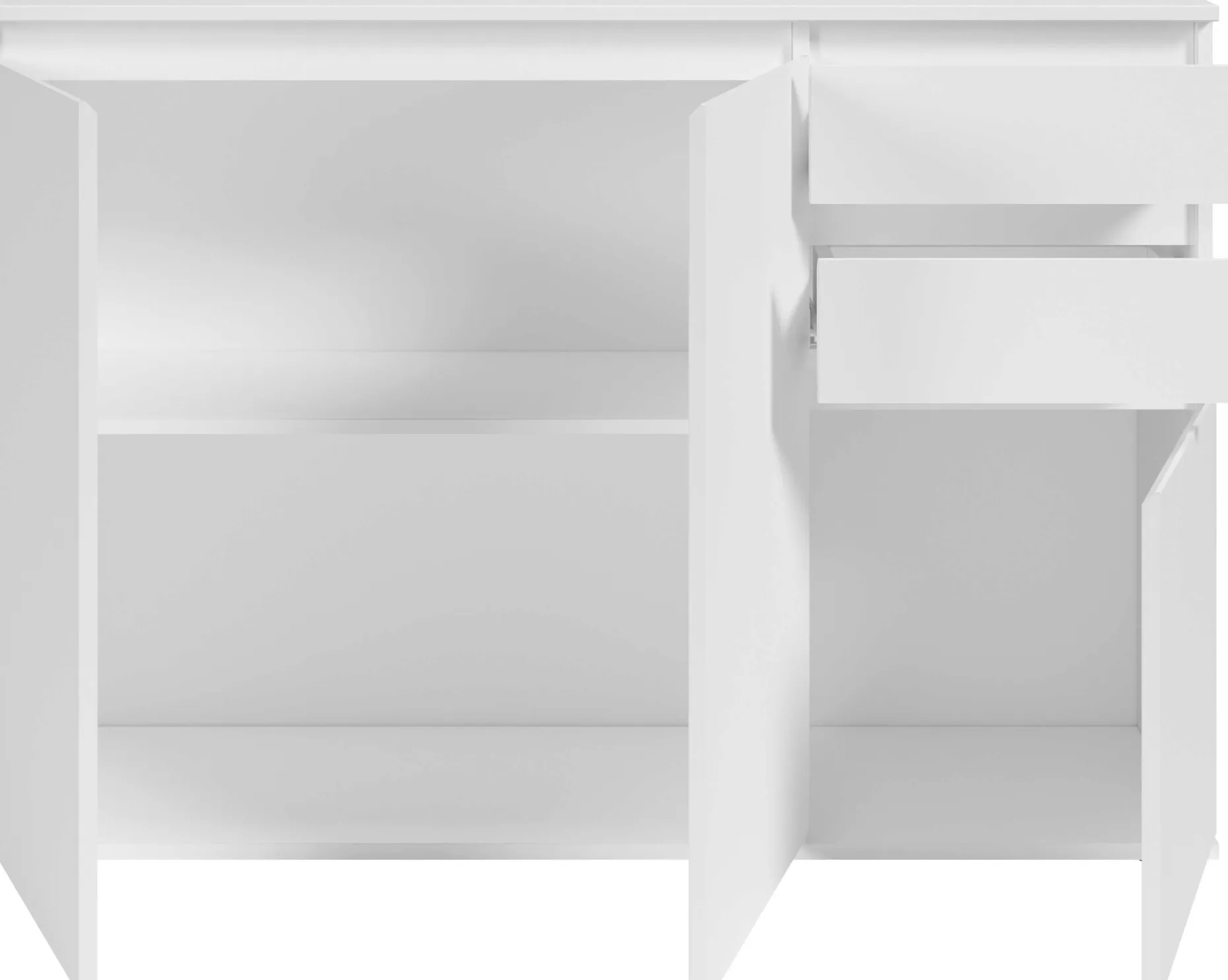 Sideboard Brest - 119x35x84cm - 3 Türen und 2 Schubladen - weiß